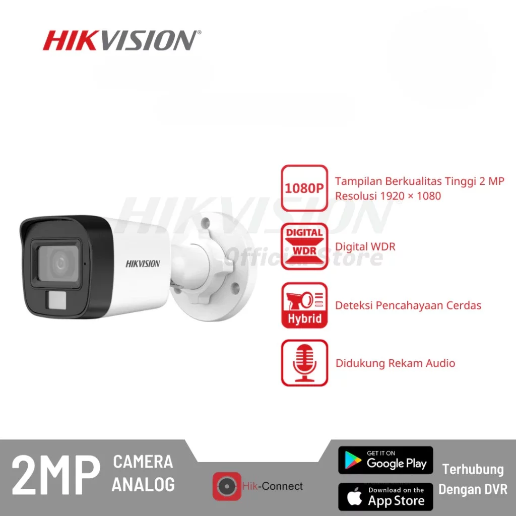 Hikvision DS-2CE16D0T-LPTS CCTV Outdoor 2MP Hybrid Two Way Audio