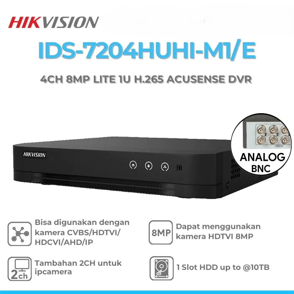 Hikvision IDS-7204HUHI-M1/E 4Ch H.265 AcuSense DVR Support 8MP