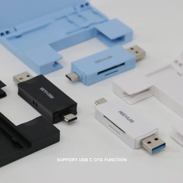 Rexus RXC-305 5-in-1 USB-A + USB-C Card Reader (White)