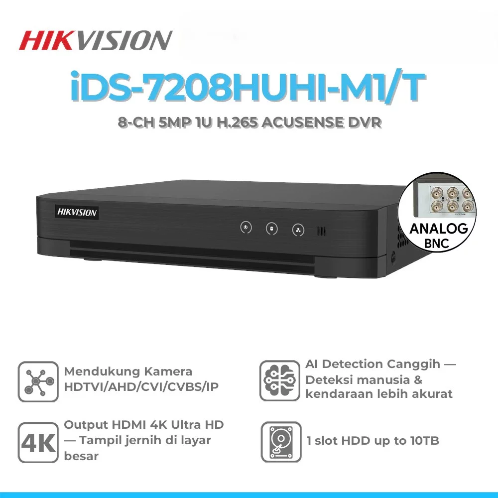 Hikvision IDS-7208HUHI-M1/E 8Ch H.265 AcuSense DVR Support 8MP