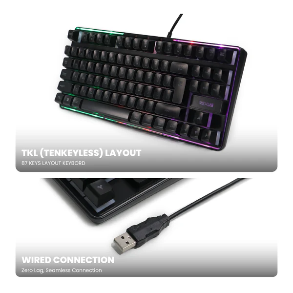 Rexus K9L Keyboard Gaming Membrane Battlefire RGB Backlight Black