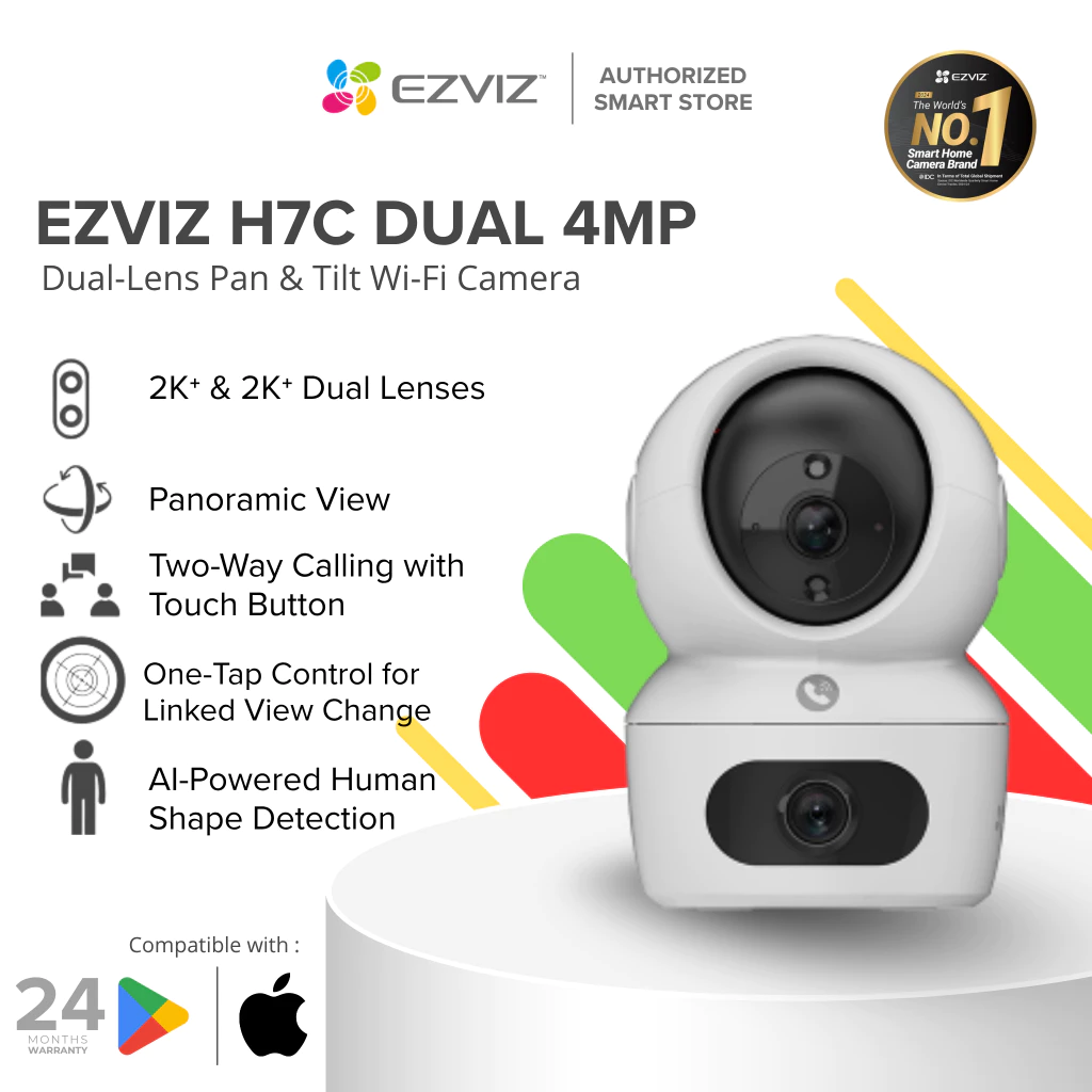 Ezviz H7C Dual Lens 2K+ 4MP+MP Smart Home Wifi Pan & Tilt IP Camera CCTV Indoor
