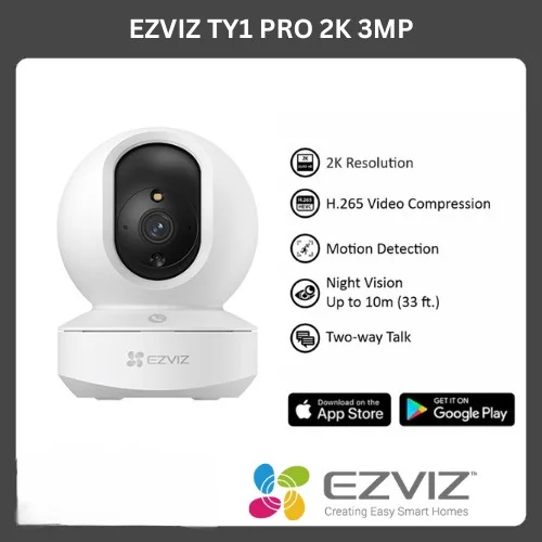 EZVIZ CCTV TY1 Pro 2K 3MP R105-1L3WF Indoor Pan & Tilt Camera