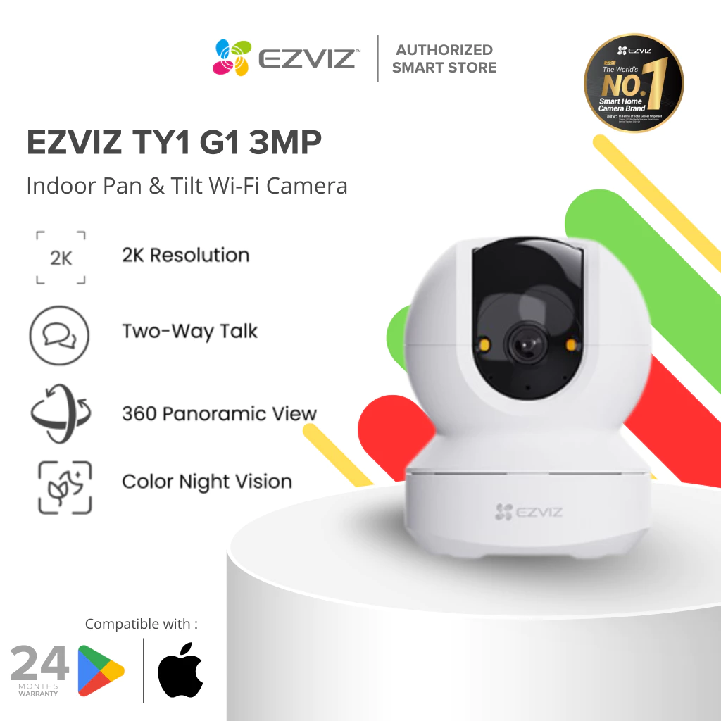 Ezviz Cctv TY1 G1 2K 3MP Indoor Pan & Tilt Wi-Fi Camera
