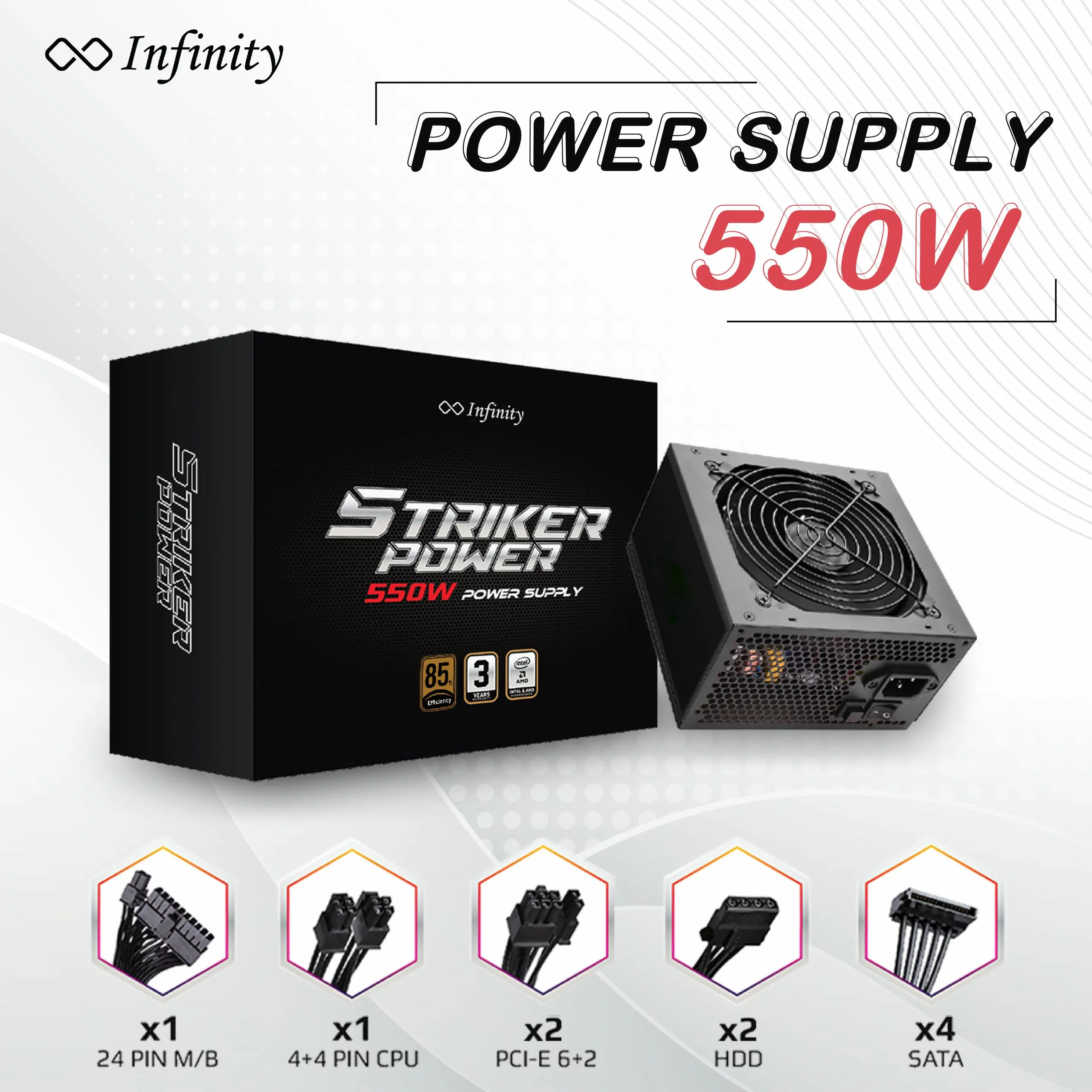 Infinity Striker Power 550w 80 Plus Bronze Power Supply