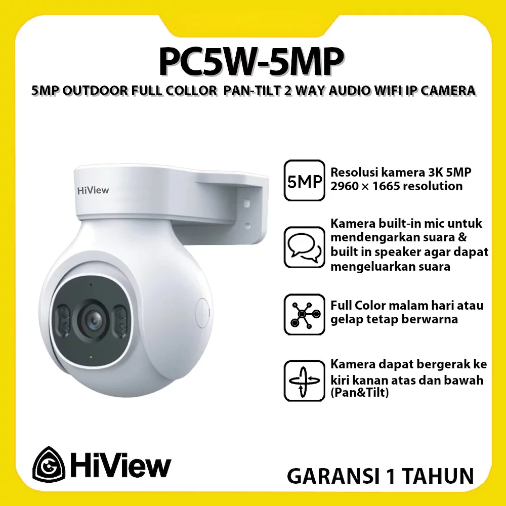 HiView PC5W 5MP Wifi Camera Cctv Pan & Tilt Outdoor