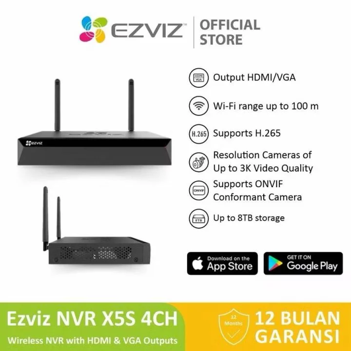 Ezviz Wireless NVR X5S-4W 4 Channel Smart WiFi IP Camera CCTV Support ONVIF