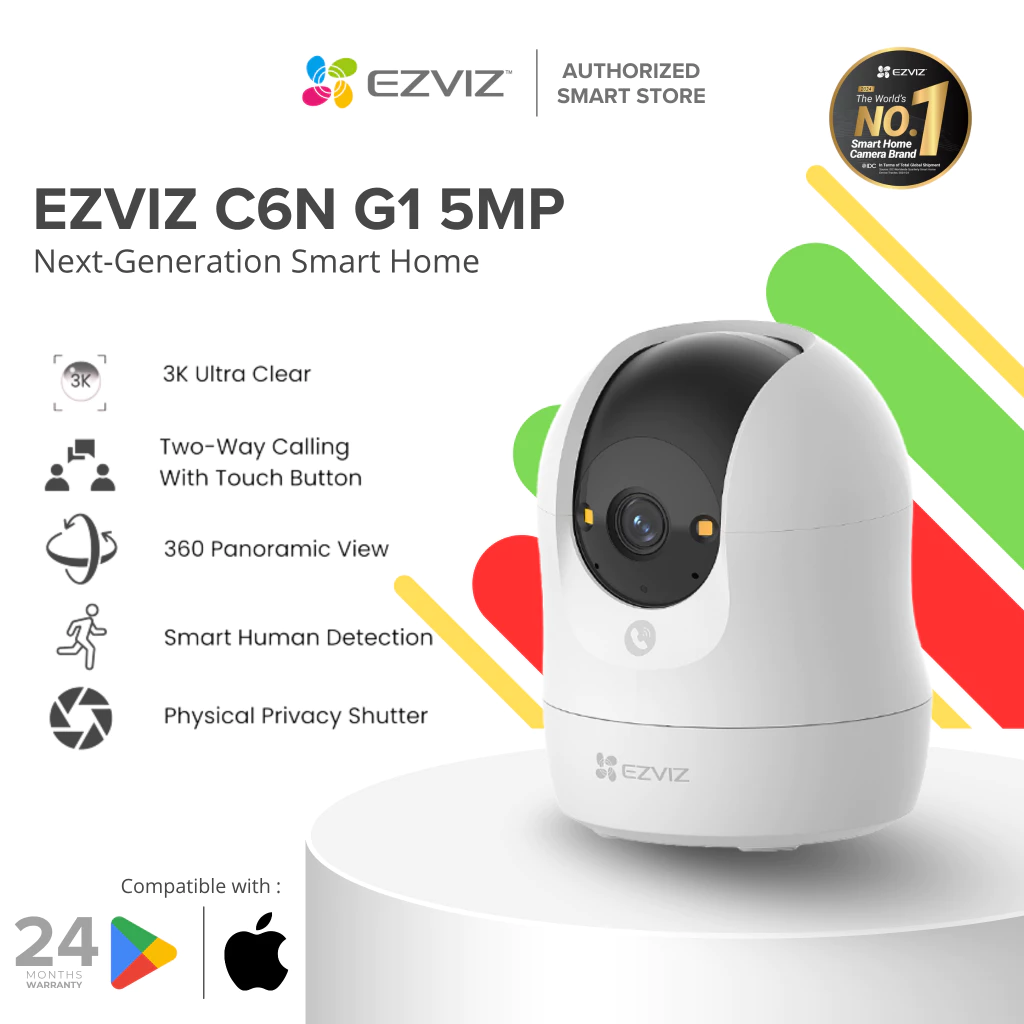 Ezviz Cctv C6N G1 3K 5MP Pan & Tilt Wi-Fi Smart Home Cctv Camera Indoor