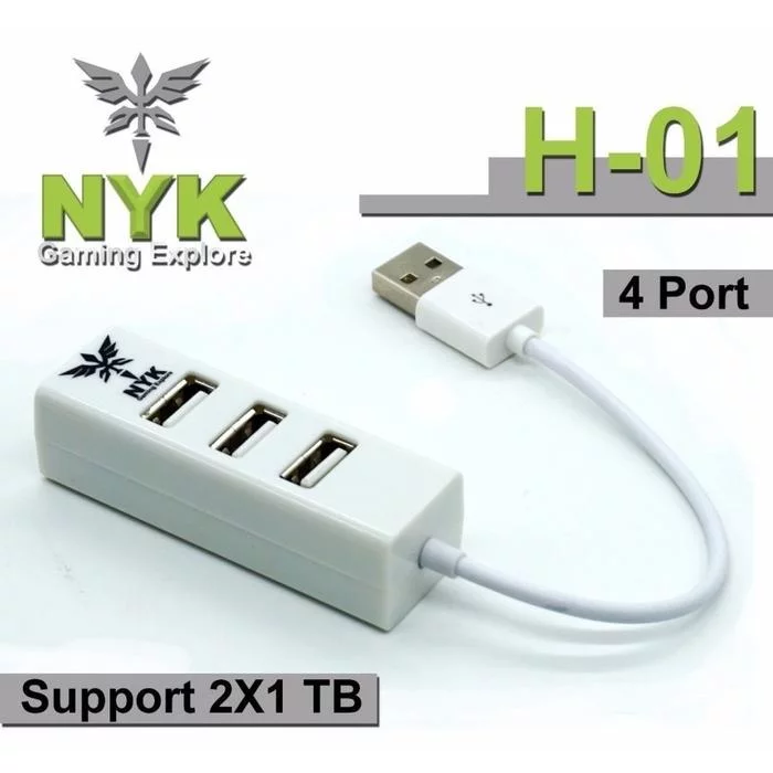 NYK USB Hub H-01 4 Port  (Hi-Speed USB 2.0) White