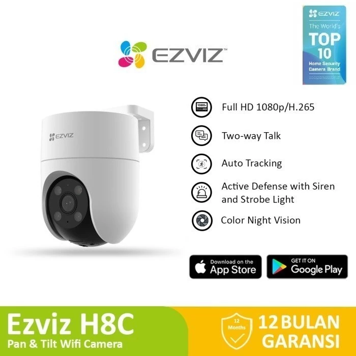 Ezviz H8C 2MP Outdoor CCTV Pan & Tilt Wifi IP Camera Auto Tracking 1080p