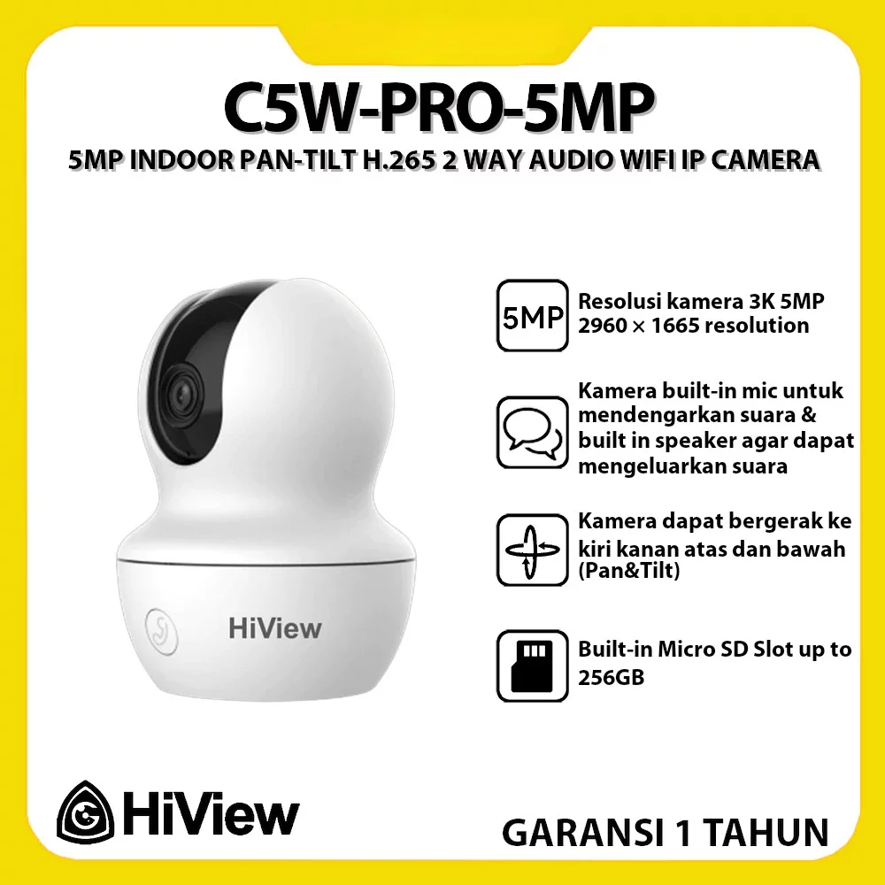 HiView C5W PRO 5MP Wifi Camera Cctv Pan & Tilt indoor