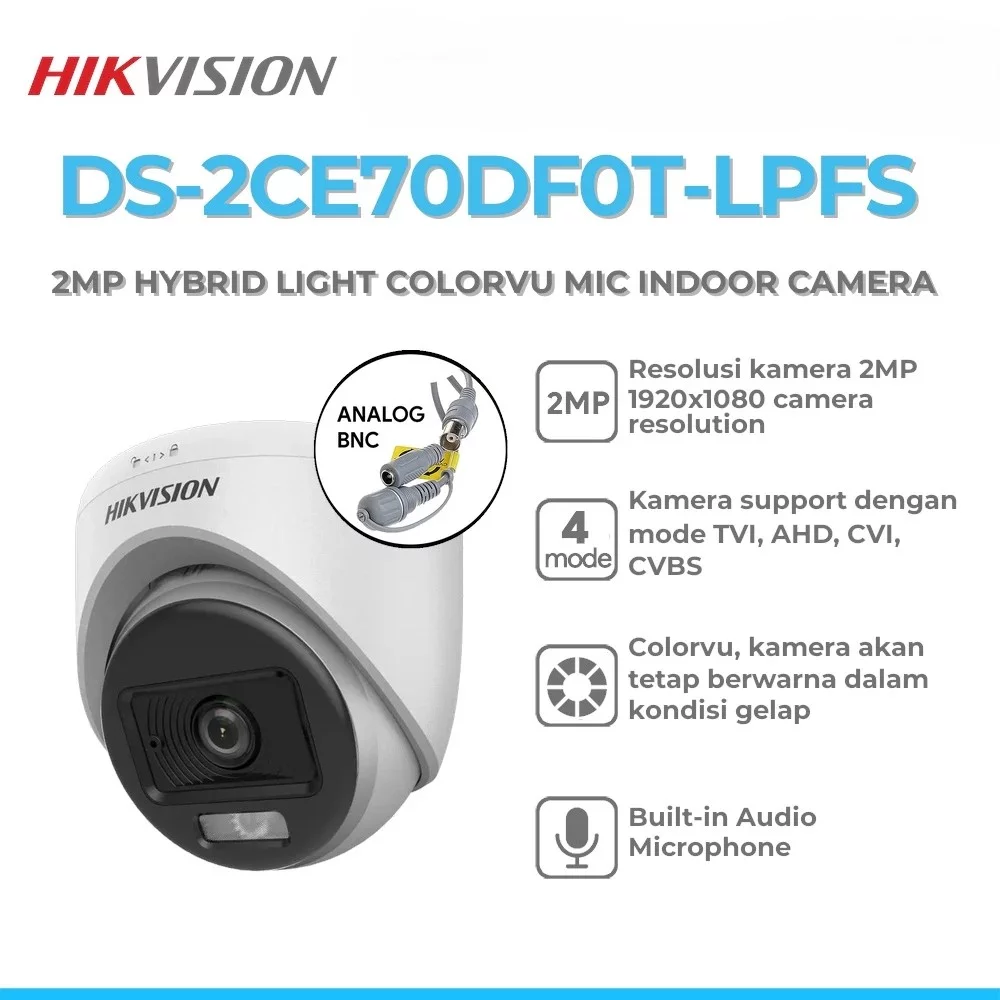 Hikvision Smart Hybrid ColorVu DS-2CE70DF0T-LPFS 2MP Indoor Camera