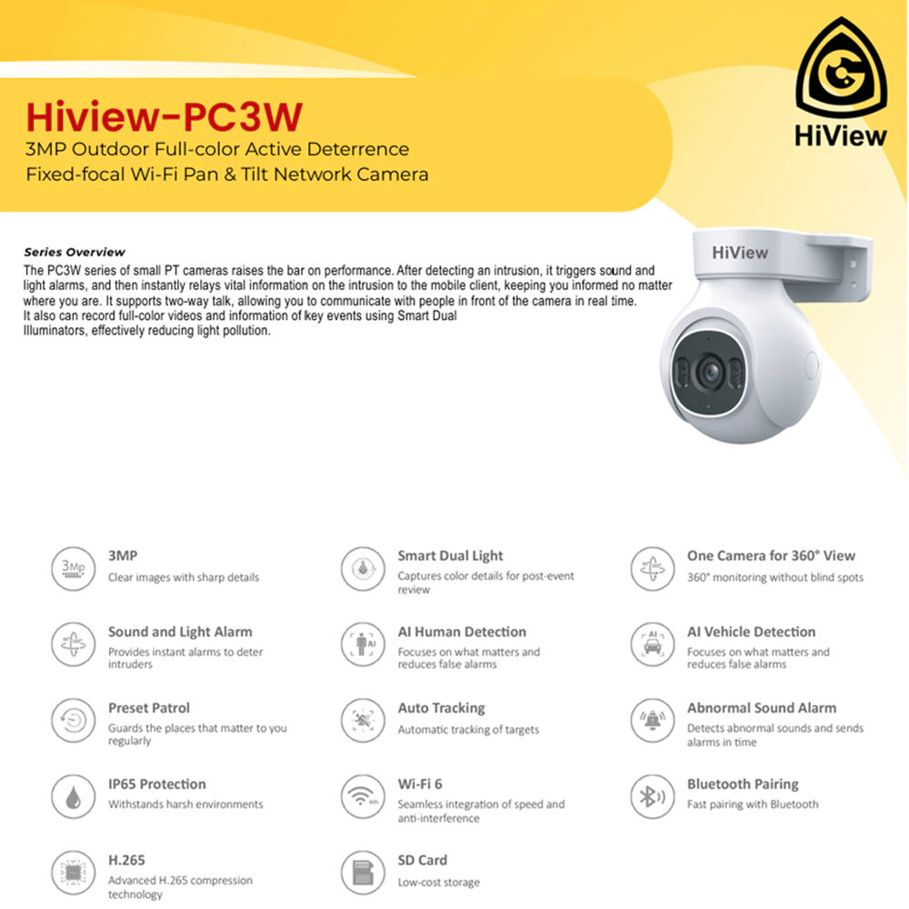 HiView PC3W 3MP Wifi Camera Cctv Pan & Tilt Outdoor image 2