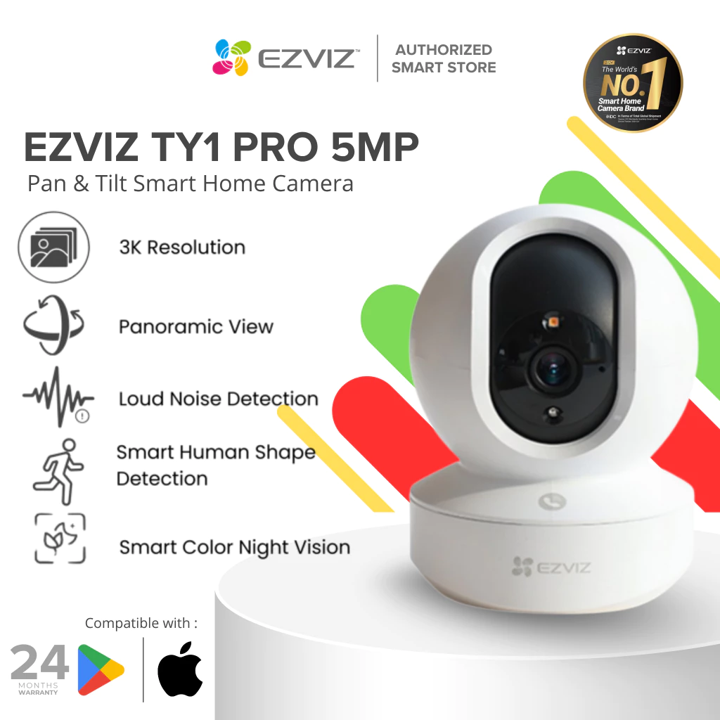 Ezviz Cctv TY1 Pro 3K 5MP Indoor Pan & Tilt Wi-Fi Camera